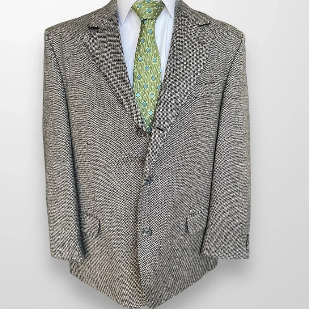 Allyn Saint George 44R Blazer Sport Coat 3/2 Roll Lambswool Suit Jacket‎ VTG